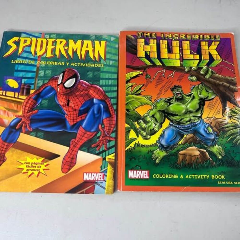 Vintage Marvel The Incredible Hulk and Spider-Man Coloring & Activity Books